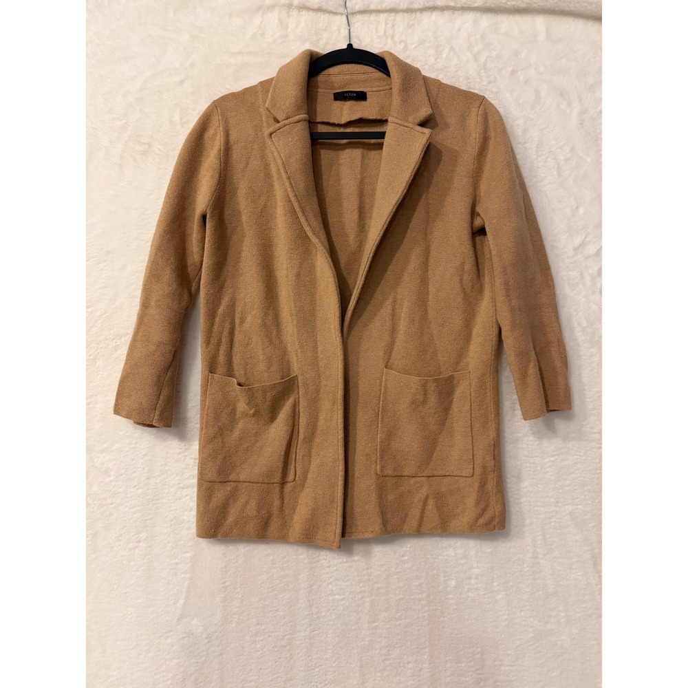 J. Crew Sweater Blazer Womens Camel Tan Merino Wool Blend Cardigan J0244
